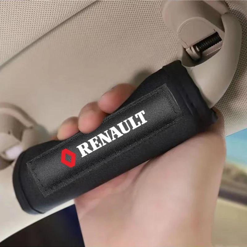 Car Pull Gloves Roof Armrest Handle Protect Cover Accessories Emblem For Renault Clio Laguna 2 Megane 3 Duster Logan Captur A19