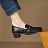 [Hand held sheepskin] 2026 spring round toe thick heel deep mouth commuting women's singles shoes British style loafers