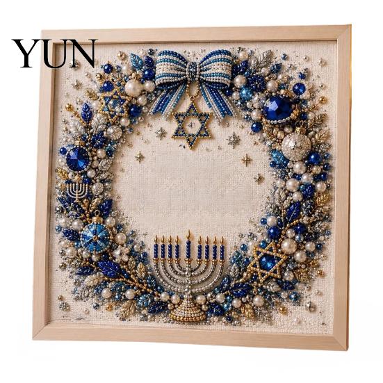 Hanukkah Decoration Craft DIY Pearl Art Kit, 3D Mosaic Bead Set, Creative Desktop Display Ritual Activity Making Kit for Traditional Holiday