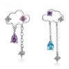 925 Серебряные серьги для женщин с аметистом и аквамарином, длинные серьги-подвески, оптовые партии, подарок, новое поступление