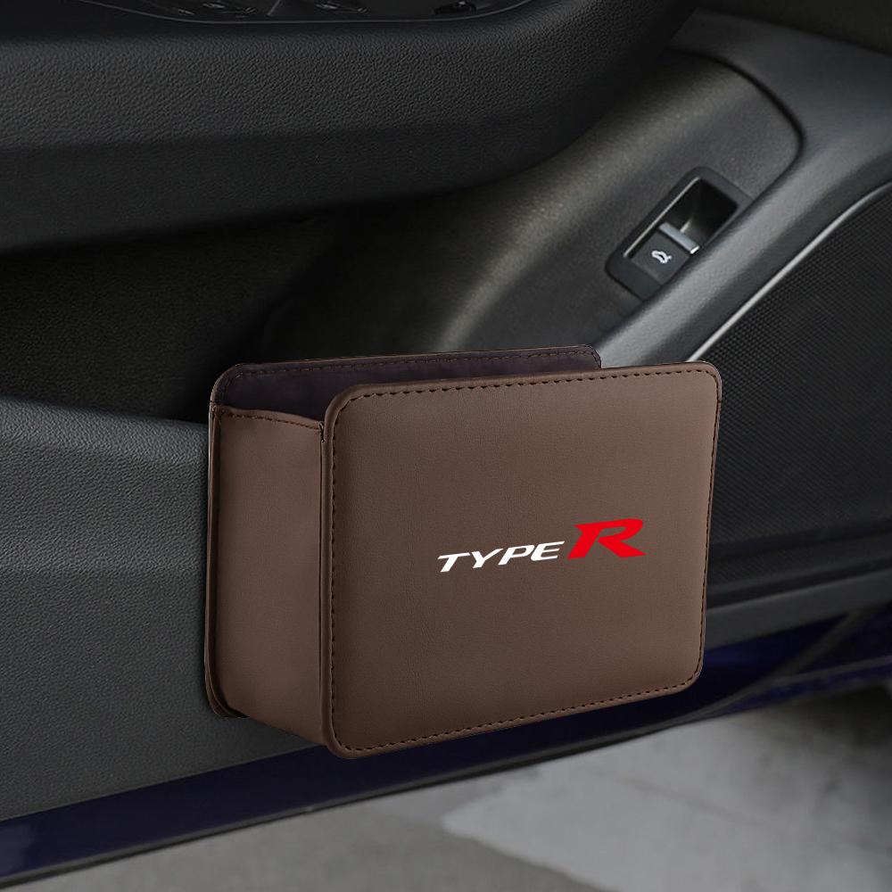 Leather Car Badge Door Storage Box Under Seat Back Trash Bag Interior For Honda Civic Accord Fit City Jazz CR-Z Element Insight