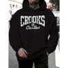 [Crooks & Castles | Графический] Худи Crooks & Castles с принтом, 1 шт., для мужчин | Повседневная толстовка из полиэстера с легкой эластичностью