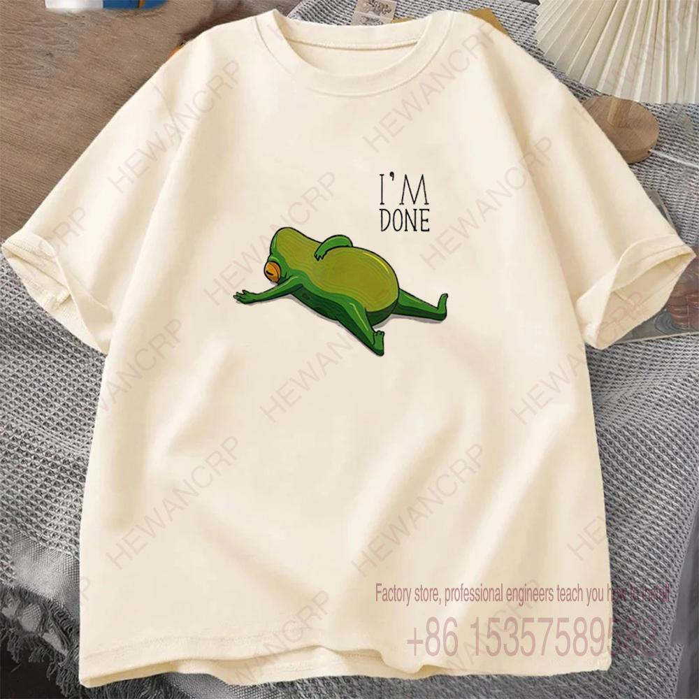 I'm Done Frog graphic print T-Shirt Men Cotton T Shirts O-Neck Short Sleeved Tee Unisex casual