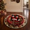 Christmas Tree Skirt Round Area Rug, 3D Optical Illusion Carpet, Stain & Wear Holiday Party Room Decor Resistant Throw Rug for Living Sofa Bedroom