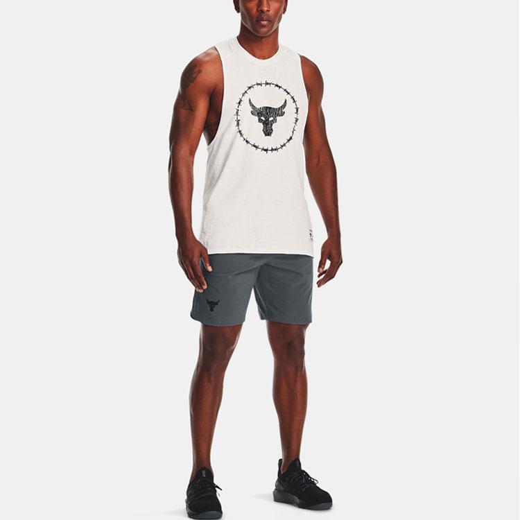 Under Armour Charged Cotton Training Dry Fit Sleeveless T-Shirt Men Tops White 1361623-112