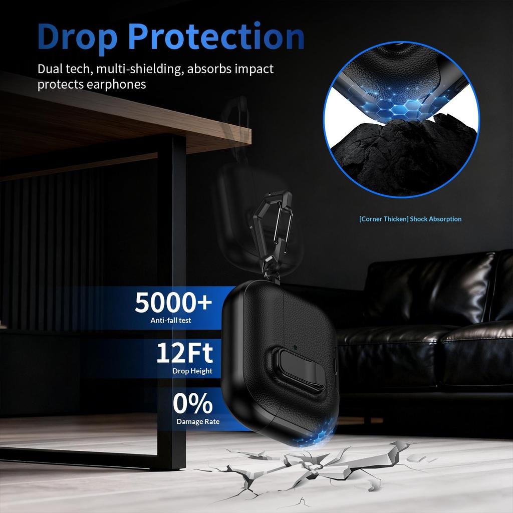 Чехол для AirPods Pro 3 с подставкой, двухцветной текстурой, из ТПУ + ПК, крышка для наушников с застежкой-пряжкой и карабином