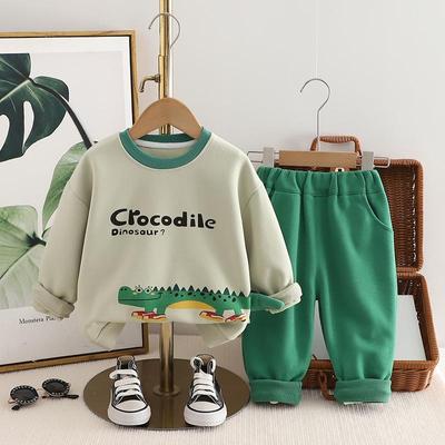 0-5 лет Детский комплект одежды осенняя одежда комплект для мальчиков комплект для маленьких мальчиков брюки с длинными рукавами пуловер милый комплект из двух предметов хлопок повседневный
