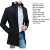 Men Fall Winter Coat Stand Collar Mid Length Single-breasted Pockets Long Sleeve Solid Color Slim Fit Mid Length Thick Men Trench Coat Jacket