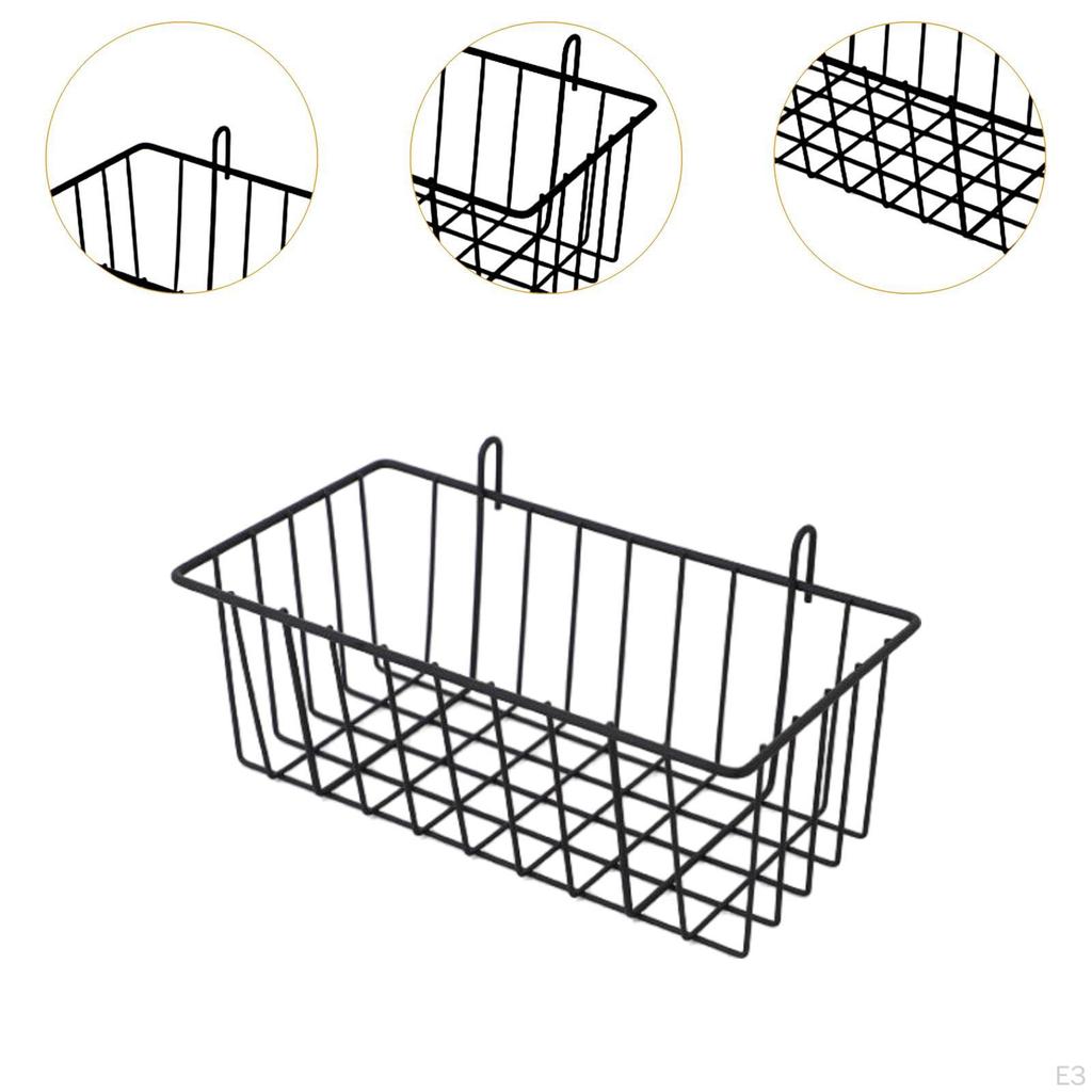 Metal Hanging Wire Basket Grid with Hooks Home Decor Supplies Wall for Office