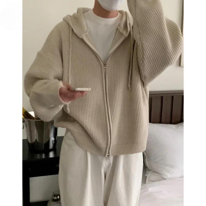 Куртка-свитер с капюшоном, мужской кардиган, свободный свитер в американском ретро-стиле в стиле Гонконга, ленивые мужские модные топы на весну и осень