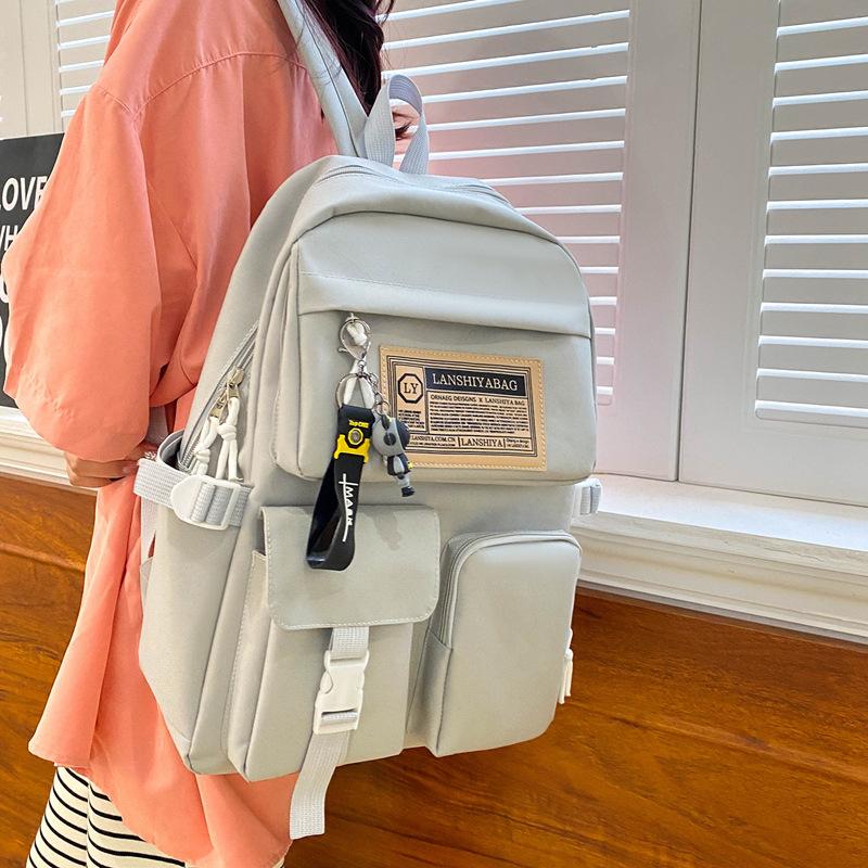 5pcs/set Backpack Simple Large Capacity Travel Backpack Junior High School Student High School Student School Bag