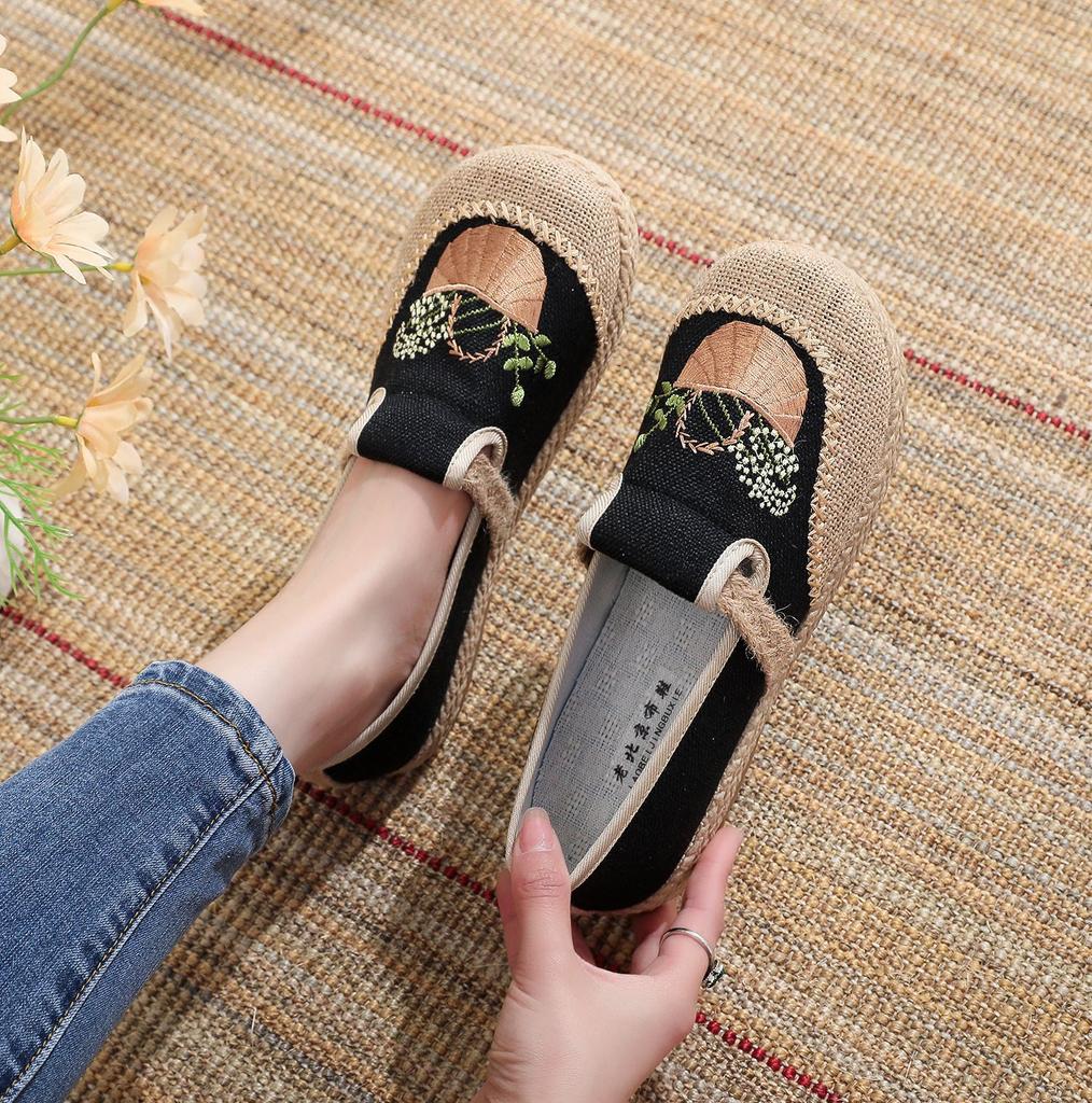 Изготовление на заказ женских парусиновых туфель из ткани старого Пекина, льняных, в этническом стиле, с круглым носком, на плоской подошве, легких, с мягкой подошвой, обувь для мам
