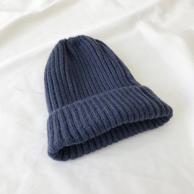 Удобная теплая хлопковая вязаная шапка для зимы, универсальные цвета, бини, высокая макушка