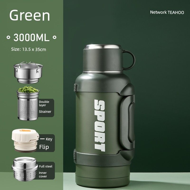 All-Steel Outdoor Travel Vehicle-Mounted Home Use 3-Liter Thermos Cup