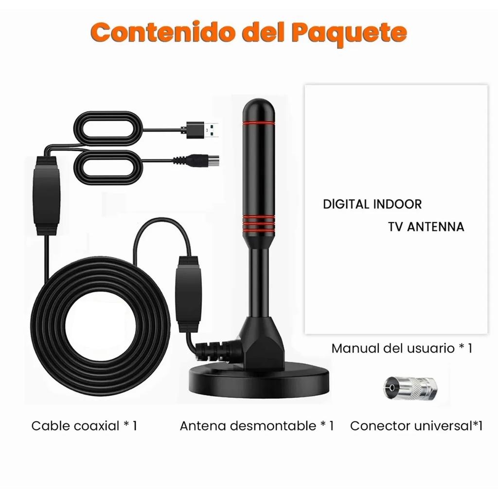 Цифровая телевизионная антенна 16,4 фута 4K 1080P тонкая легкая комнатная HDTV антенна с магнитным основанием для дома и