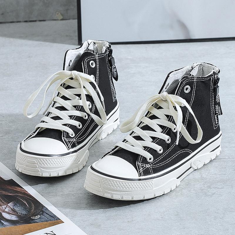 Осенняя новая тканевая обувь, индивидуальный стиль, тренд, студенческая повседневная обувь, универсальная корейская версия, высокие холщовые туфли для пар