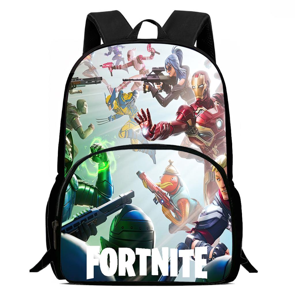 15-Inch Fortnite Cartoon Backpack with Front Pocket, Ergonomic Spine Protection Design & Padded Back Panel for Kids