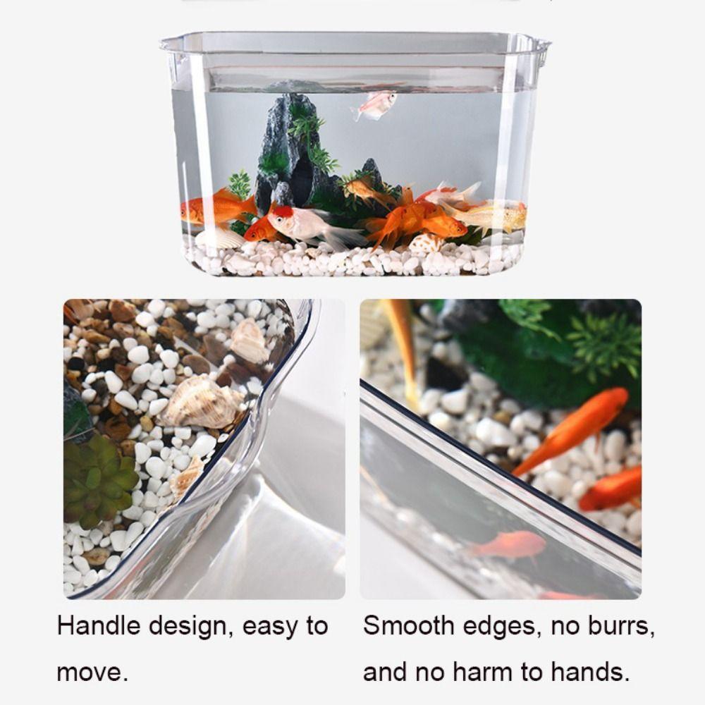 Fall Prevention Desktop Goldfish Bowl PET Tabletop Fish Tank Mobile Small Fish Tank Office