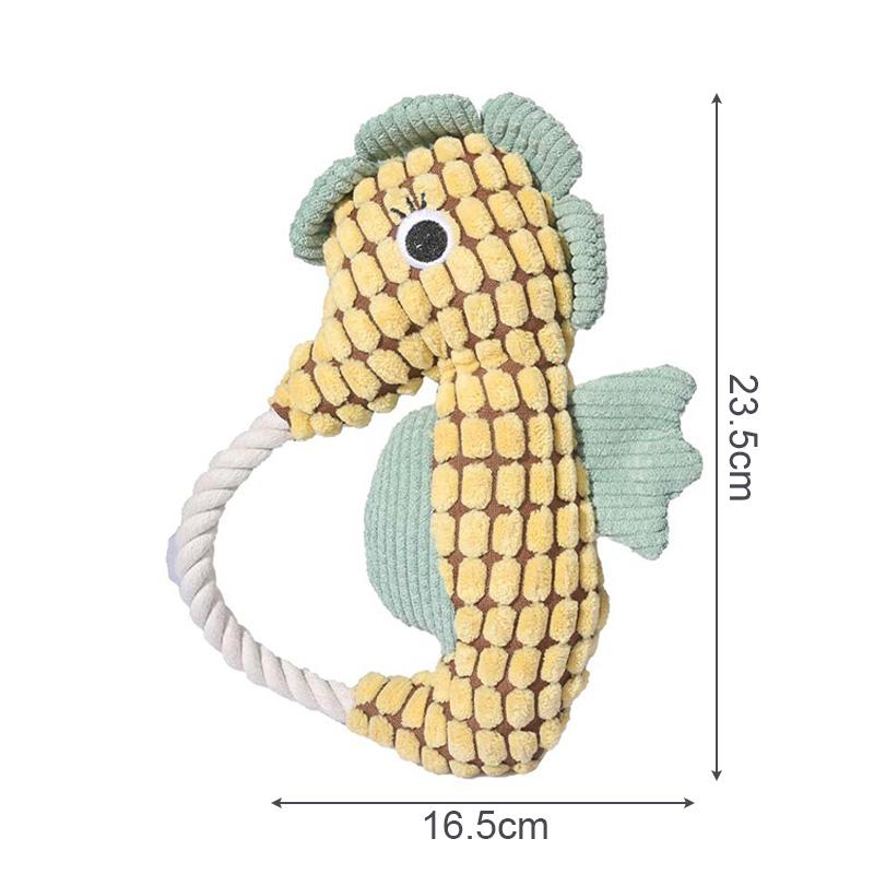 Pet Dog Plush Toy Interactive Dog Squeak Toys Bite Resistant Puppy Grinding Teeth Toy Funny Pet Seahorse Toy Dog Accessories