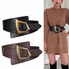 Black Color Elastic Wide Cummerbunds Metal Buckle Versatile Waist Belt  Sweater Pairing