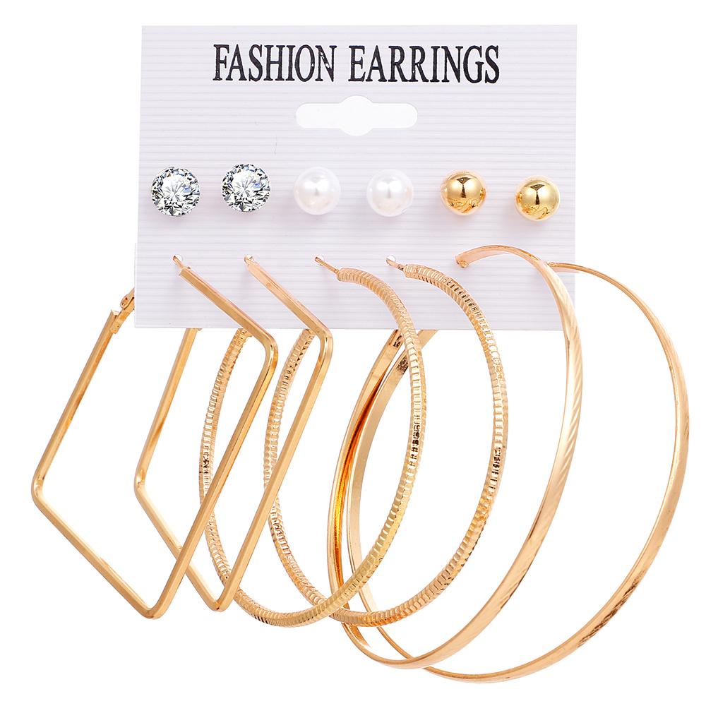 Набор круглых сережек в форме геометрического сердца Набор сережек в стиле ретро