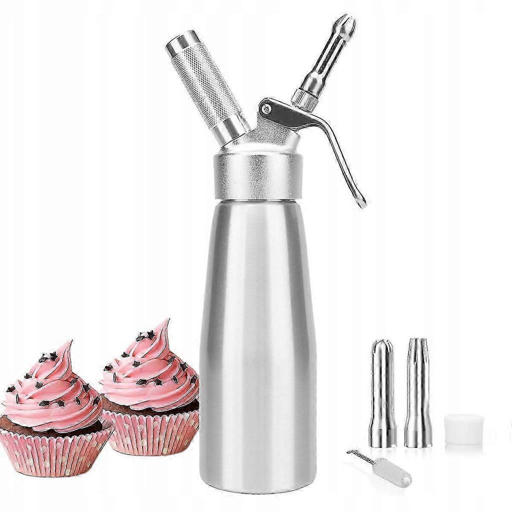 Professional Cream Dispenser, Stainless Steel Siphon 500 Ml, 3 Nozzles