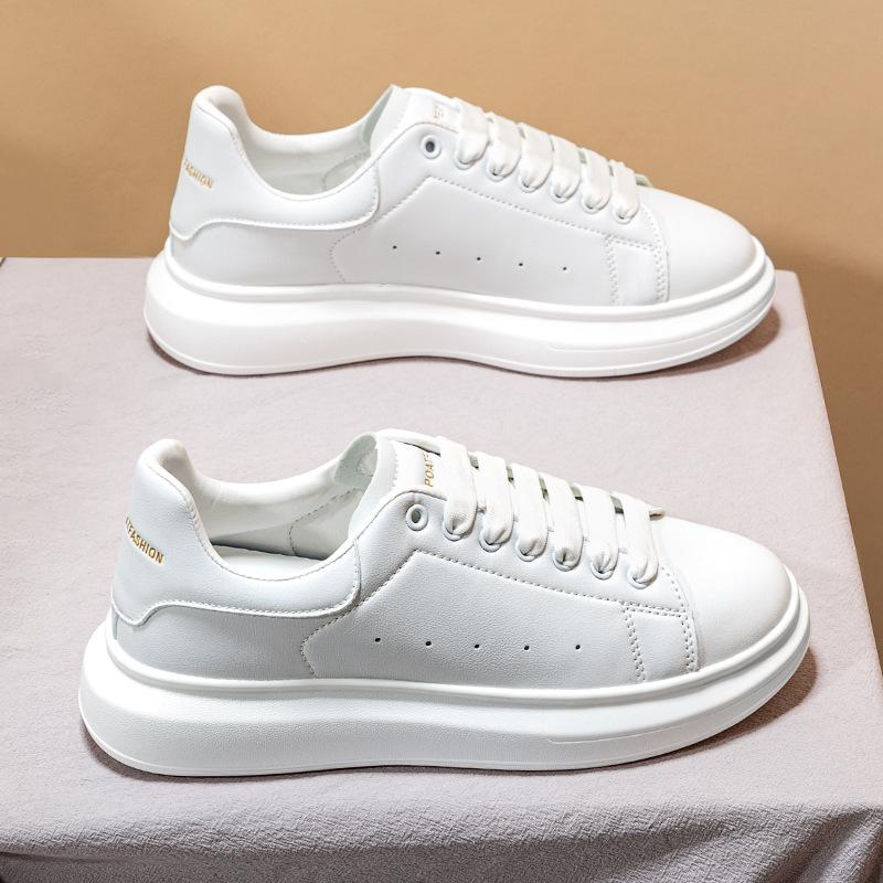 Женские туфли McQueen на толстой подошве, белые, 2025, новая коллекция весна-осень, универсальные спортивные туфли-маффины с увеличением роста, повседневные кеды