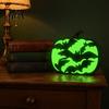 Indoor Halloween Atmosphere Lighting Glow-in-The-Dark Pumpkin, Spooky Wooden Pumpkin Ornament, Black Cats Luminous Ornament Bats Ghosts Silhouette