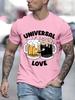 Universal Love Funny Beer Print Men T-Shirts Breathable Tee Clothes Summer Streetwear Oversized T-shirts Loose Short Sleeve Tops
