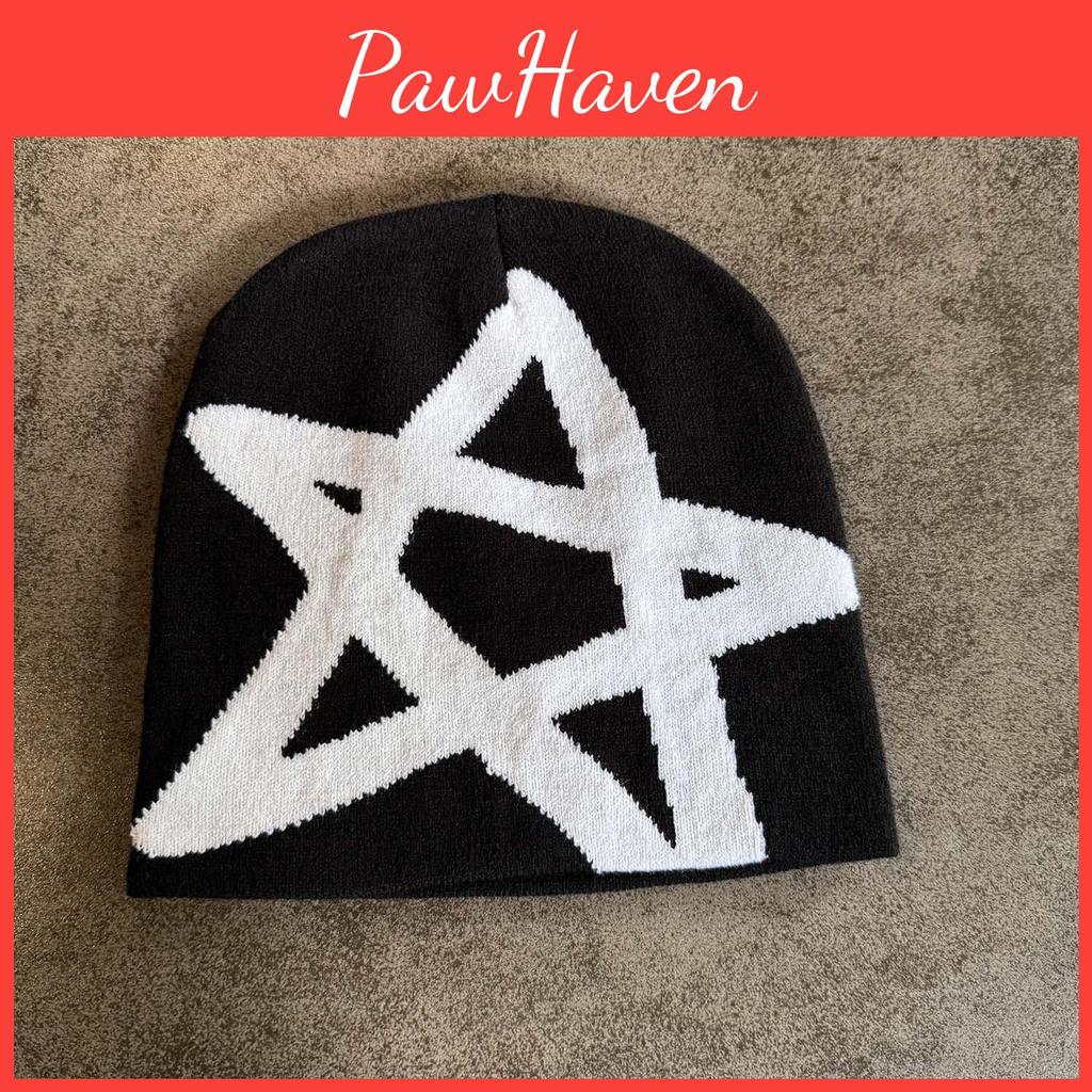 Autumn Winter Acrylic Knit Hat With High Top Design And Star Pattern For Men Women