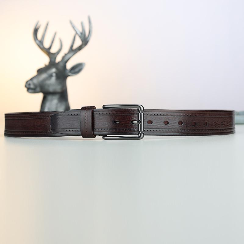 Мужской ремень Сплавная пряжка-штифт Повседневный Мужской ремень из коровьей кожи первого слоя Джинсы