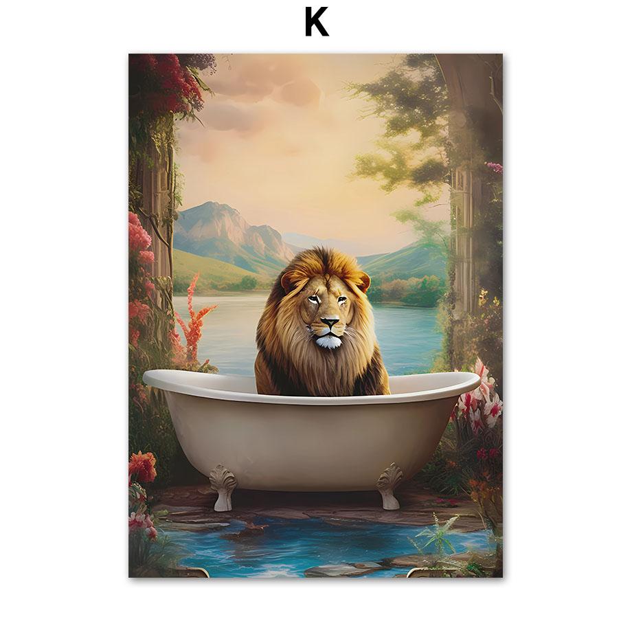 Забавный юмор для ванной комнаты Зебра Жираф Лев Свинья Собака Кошка Крупный рогатый скот Пингвин Сова Стена Домашний Декор Туалет Плакат Художественная печать Холст Картина