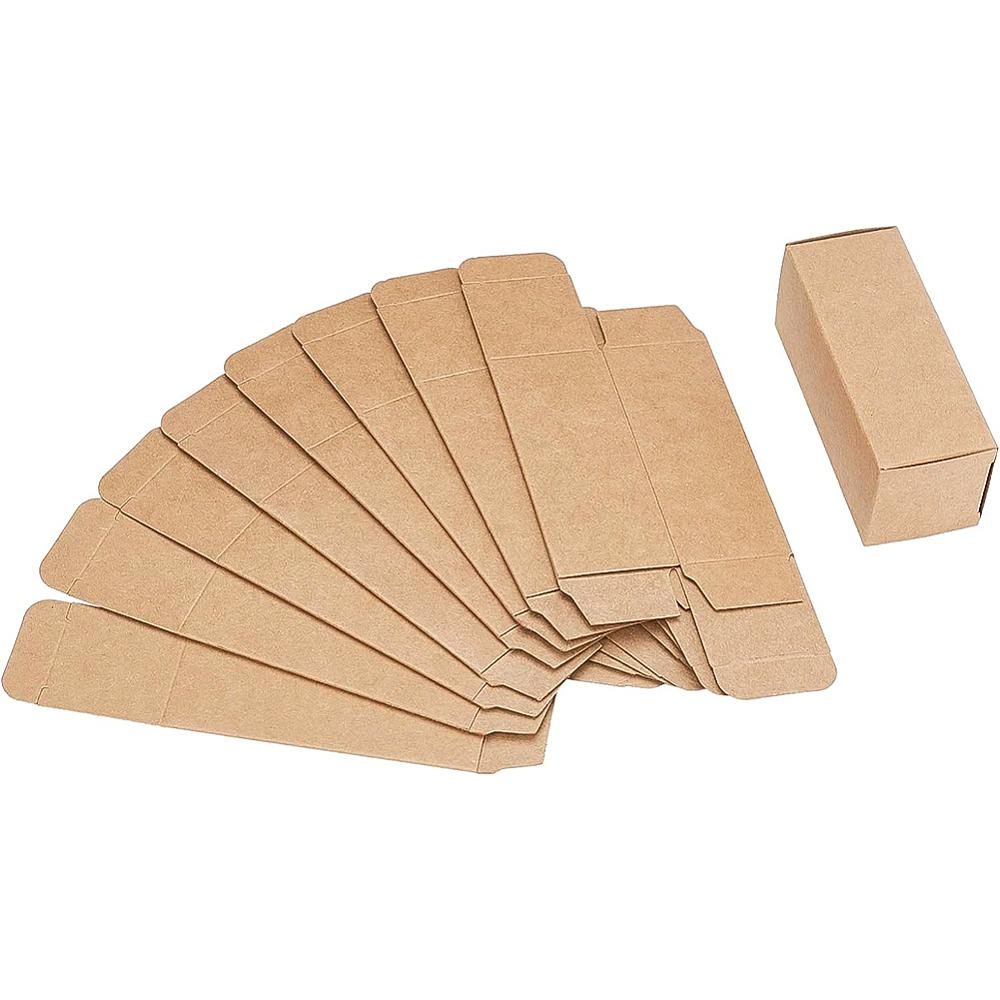 45pcs Paper Cardboard Boxes Essential Oil Packing Box Gift Box Rectangle Sandy Brown 9.1x3.7x3.6cm Unfold: 18.6x7.2x0.1cm