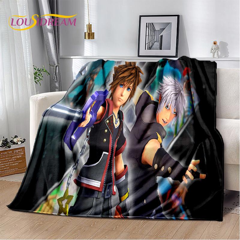 Cartoon Kingdom Hearts Games 3D Soft Flannel Blanket for Beds Bedroom Sofa Picnic,Throw Blanket for Cover Outdoors Leisure Gift