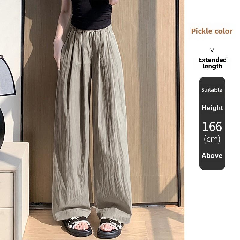 GMXIA Женские брюки Ice Silk Mountain, весна-лето и осень, с высокой талией, для похудения, свободные, прямые, солнцезащитные, ленивые, широкие брюки