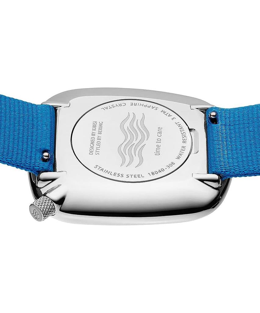 Bering Pebble Men's Watch 18040-307 Blue Dial, Slim Minimalist, Stainless Steel