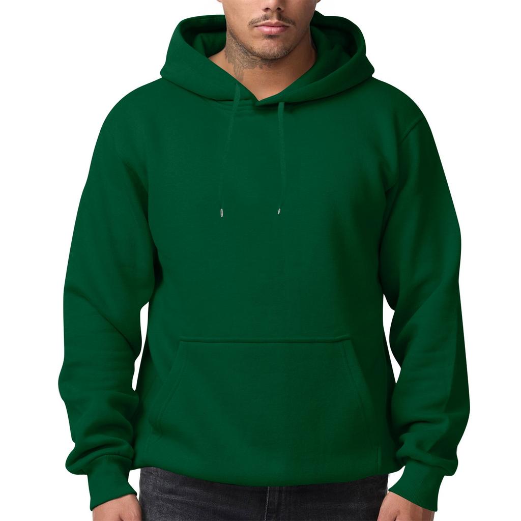 Men's Solid Color Fleece Hoodie Long Sleeve Pocket Loose Hoodie Top