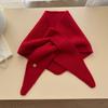 Solid color knitted triangular scarf women's new autumn and winter warm versatile cross small scarf shawl high sense