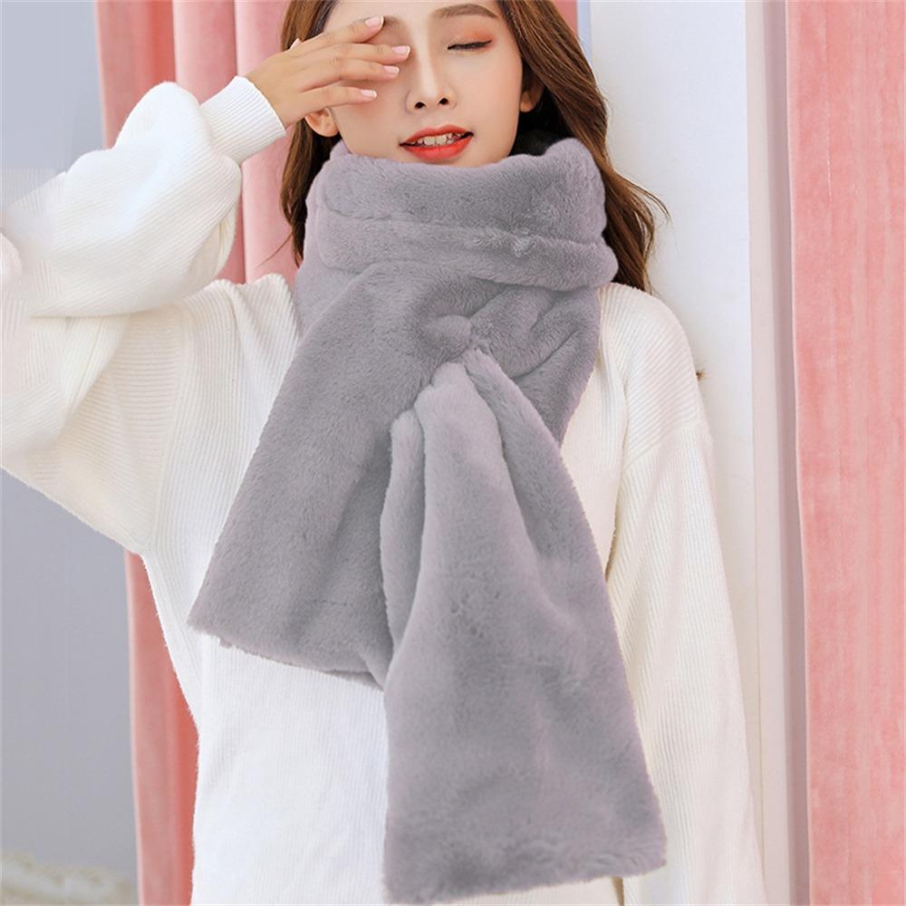 Soft Plush Faux Fur Scarf Thicken Warm Neck Protector Fashion Shawl Scarves for Women