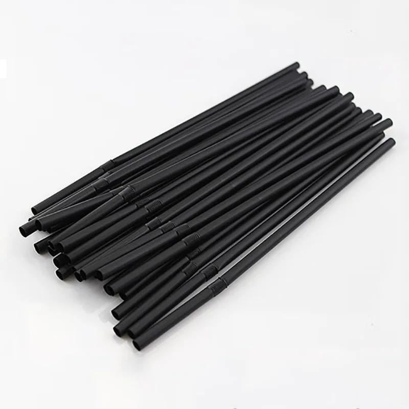 100Pcs Black Plastic Straws Drinking Disposable Rietjes 21cm Long Flexible Cocktail Straw For Kitchen Beverage Accessories