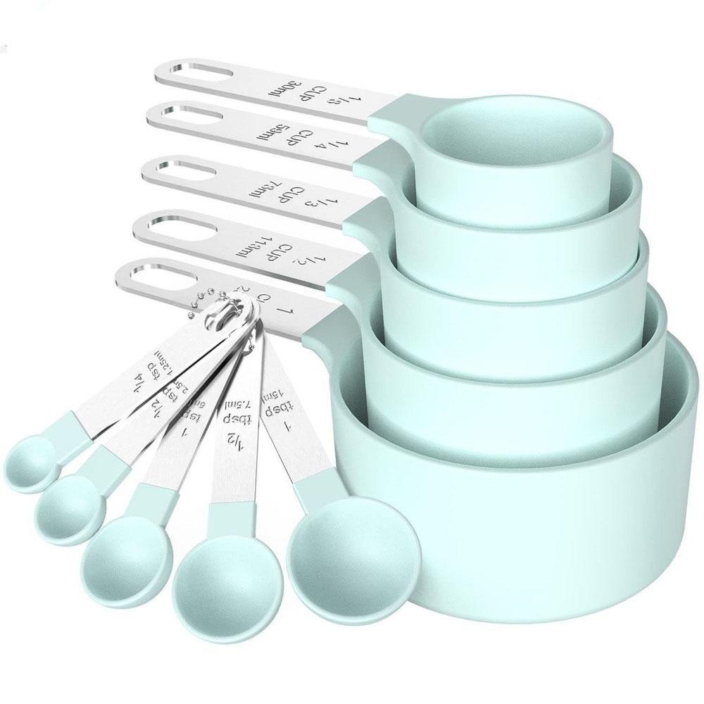 10PCS Plastic Measuring Spoons Set Stackable Measuring Cup and Spoon Set Baking Tool