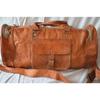 Men's Brown Genuine Goat Leather  Travel Luggage Duffle Gym Overnight Bag
