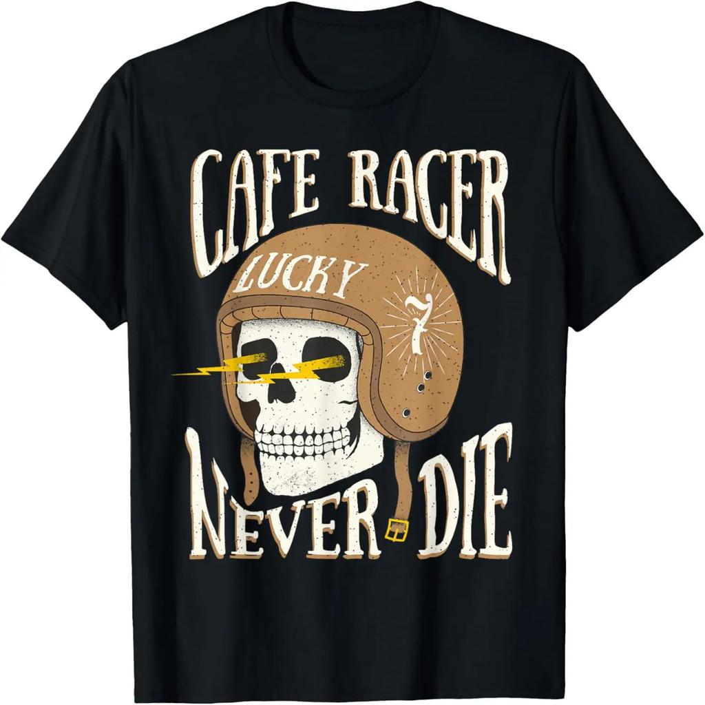 Футболка Cafe Racer - Lucky-Skull - Винтажная футболка с мотоциклом