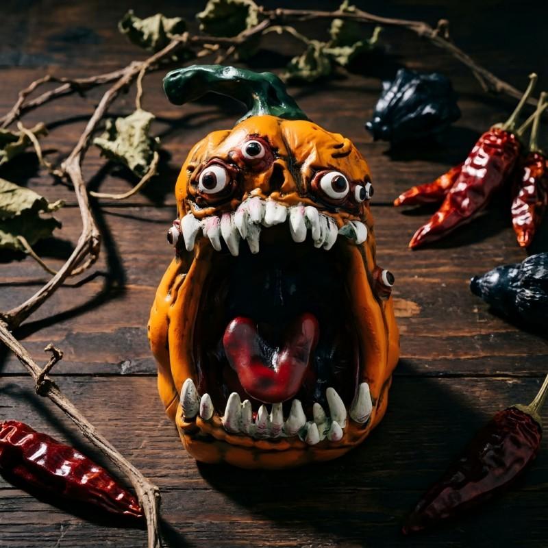 Фигурка Тыква-Монстр на Хэллоуин Жуткий Декор для Рабочего Стола из Смолы Креативное Украшение для Вечеринки