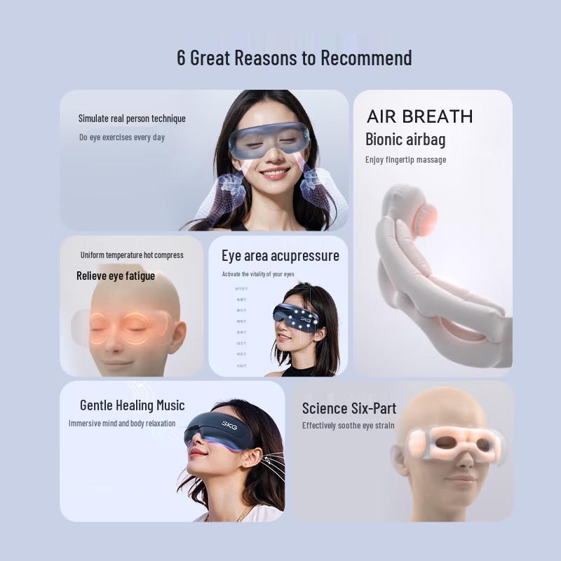 SKG Foldable Eye Massager with Heat & Airbags - E3 2nd Gen CN plug (adapter included)