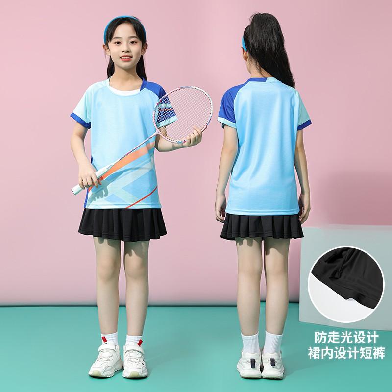 Kids Badminton Uniform Set Quick Dry Training Shirt Shorts Boys Girls Team Sports