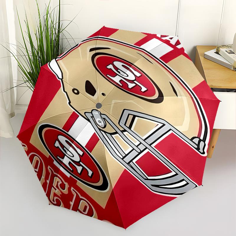 Автоматический зонт с принтом ЛОГОТИПА San Francisco 49ers, 8 спиц, железный каркас, пластиковая ручка, подходит для путешествий на открытом воздухе и на каждый день, идеальный подарок