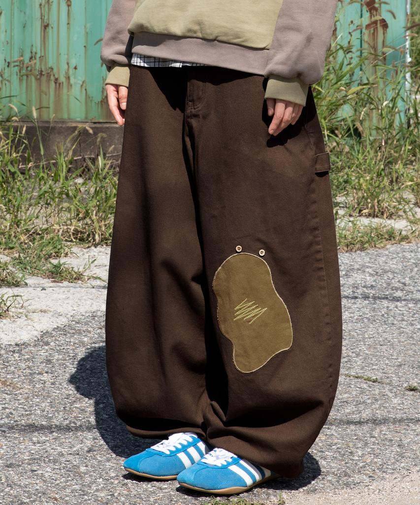 RuNaKi'Hu' Wxp053 Heo Jae-Bi Patchwork Cotton Balloon Pants (Brown)