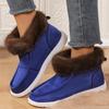 Large Size Casual Low Tube Square Bottomed Snow Boots Autumn Winter Fleece Velvet Suede Martin Boots Fur Cotton Shoes 36-43