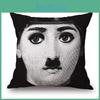 Льняная винтажная наволочка для декоративной подушки с лицом Пьеро Форназетти, на поясничную подушку, новая